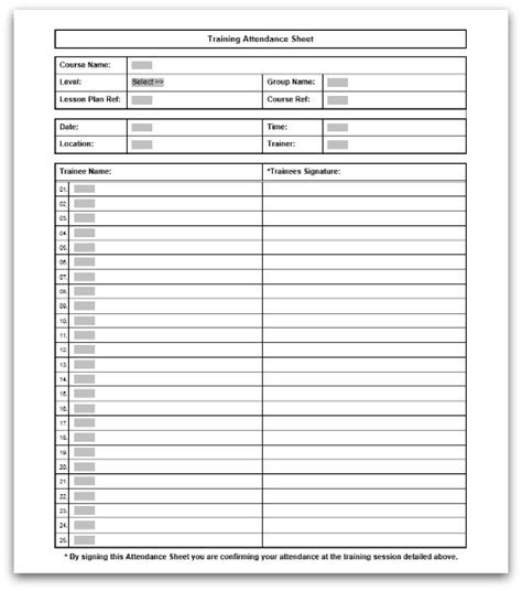 Training Attendance Sheet