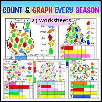 All Seasons & Holidays Count&Graph 23 Worksheets| morning work | TPT