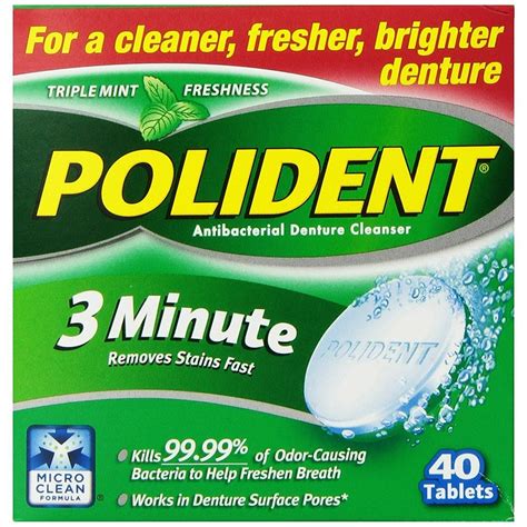 Polident Denture Cleanser, 3 Minute, 40 tablets - Walmart.com - Walmart.com