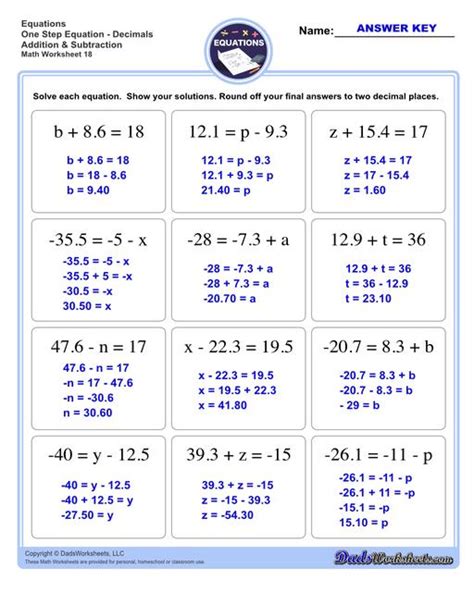 One Step Equations