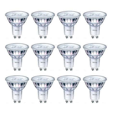 Philips 50W Equivalent Glass Bright White (3000K) GU10 LED Light Bulb (12-Pack) | The Home Depot ...