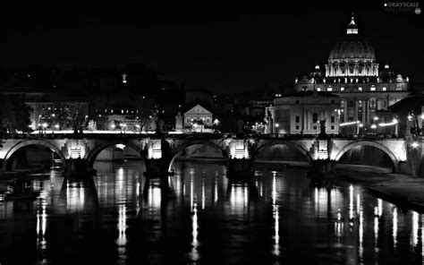 Grayscale Night, Rome, Italy - 1920x1200