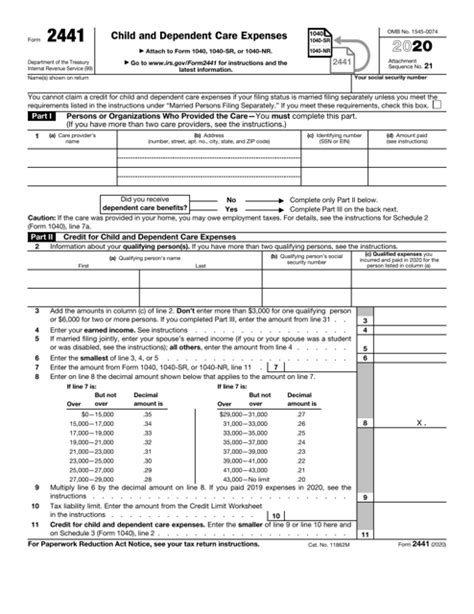 IRS Form 2441 - 2020 - Fill Out, Sign Online and Download Fillable PDF | Templateroller