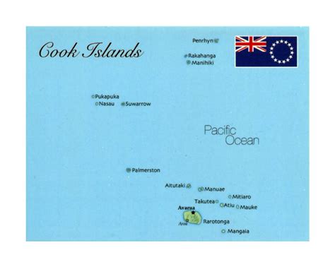 Detailed map of Cook Islands with flag | Cook Islands | Oceania ...