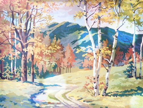 Art & Collectibles Acrylic Vintage PBN Paint By Number Landscape ...