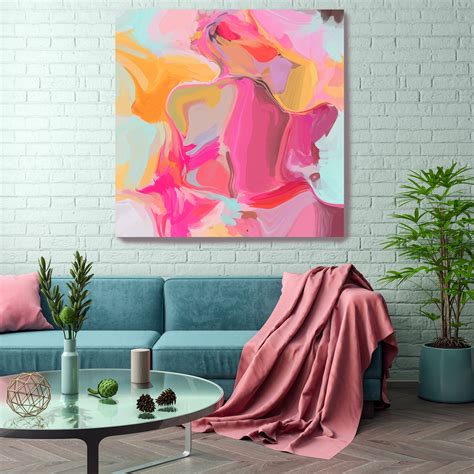 Art & Collectibles Oil Painting Hot Pink Room Decor Abstract Art Canvas Pink Abstract Art ...