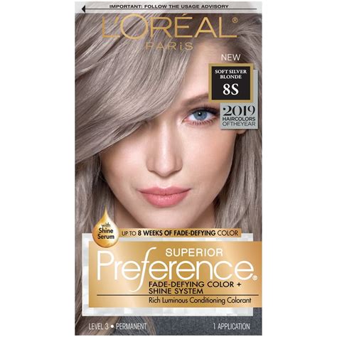 L'Oreal Paris Superior Preference Permanent Hair Color, 8S Soft Silver ...