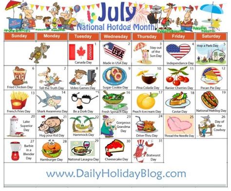 July-Calendar | Holiday calendar, National day calendar, National holiday calendar