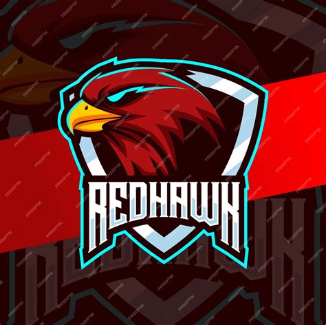 Premium Vector | Red hawk mascot esport logo design