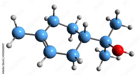 3D image of alpha-terpineol skeletal formula - molecular chemical structure of monoterpenoid ...