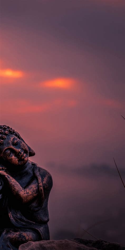 Lord Buddha Wallpaper 4K, Statue, Sunset, Cute figure