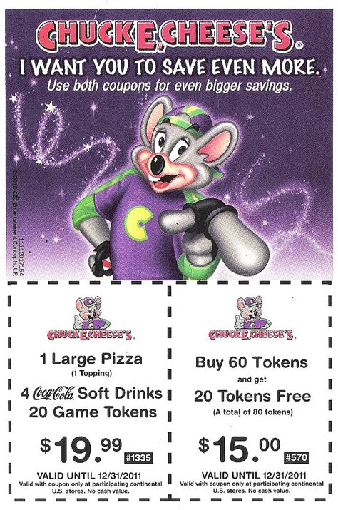 treasures for tots: Chuck E. Cheese Coupons!!