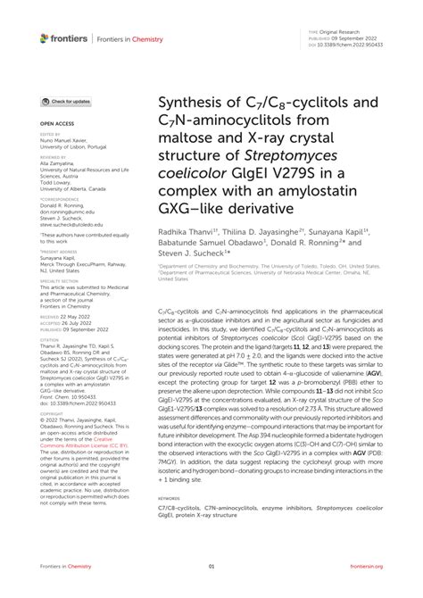 (PDF) Synthesis of C7/C8-cyclitols and C7N-aminocyclitols from maltose and X-ray crystal ...