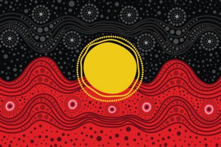 Aboriginal flag colors in a dot art painting of aboriginal design ...