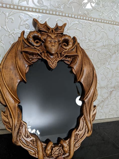 Scrying Mirror Black Mirror Wall Mirror Décor Natural Wood - Etsy