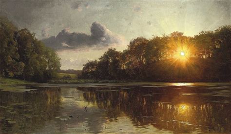 Peder Mønsted - Sunset over a forest lake - Peder Mørk Mønsted ...