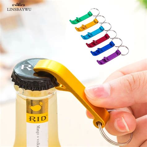 Beer Bottle Opener Keychain Portable 4 in 1 Pocket Aluminum Can Opener Jar Openers Key Ring ...