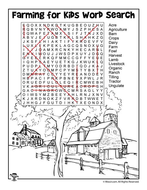 Farming for Kids - Word Search Answer Key | Woo! Jr. Kids Activities ...