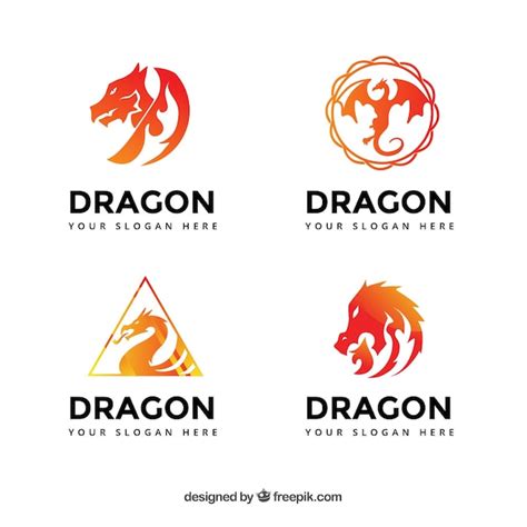 Free Vector | Dragon logos collection in gradient colors