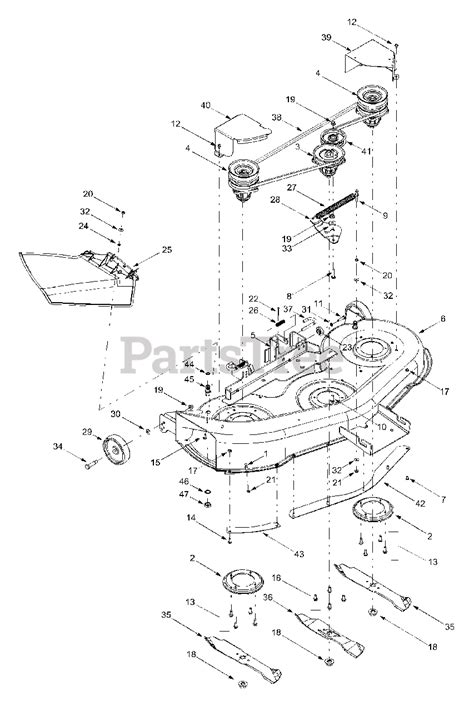 White Outdoor LT-1850 (13A6616H190) - White Outdoor 46" Lawn Tractor (2003) Deck Assembly "H" 46 ...