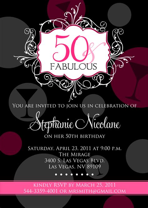 FREE Printable 50th Birthday Invitations for Women Template | FREE ...