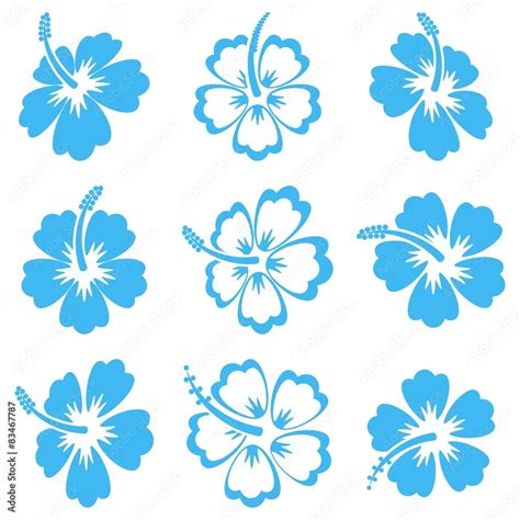 Vector hibiscus silhouette icons Stock Vector | Adobe Stock