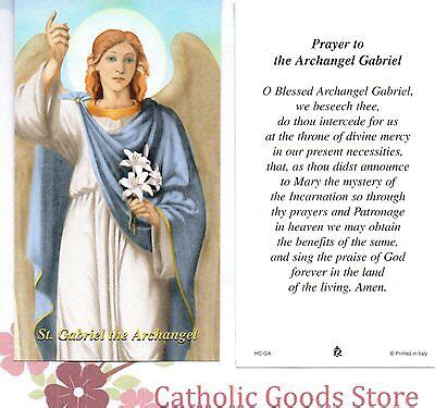 Prayer to the Archangel Gabriel - Paperstock Holy Card | eBay