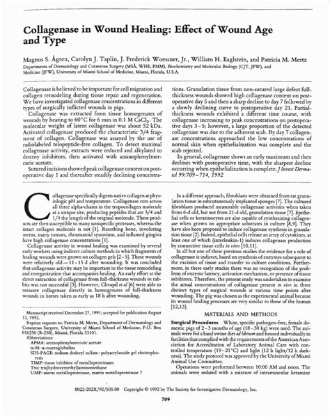 (PDF) Collagenase in wound healing: Effect of wound age and type