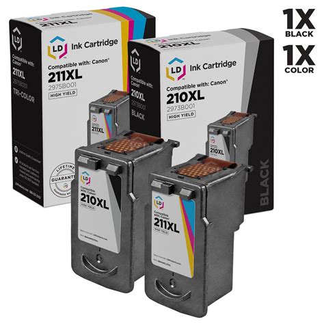 LD Products Canon Remanufactured PG210XL / PG210 & CL211XL / CLI211 Set of 2 High Yield ...