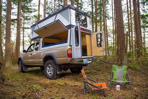 Hiatus truck camper unfolds into roomy hard-walled penthouse