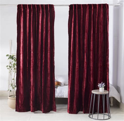 Luxury Velvet Curtain Burgundy Red Velvet Curtain Bohemian | Etsy