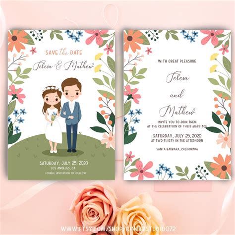 Cute Bride & Groom cartoon for wedding card | Wedding invitation cards, Bride and groom cartoon ...