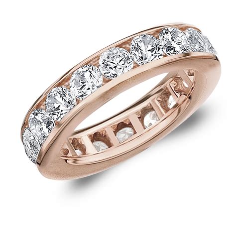 Eternity Wedding Bands - 4.0 Carat TW Diamond Eternity Ring in 14K Rose ...
