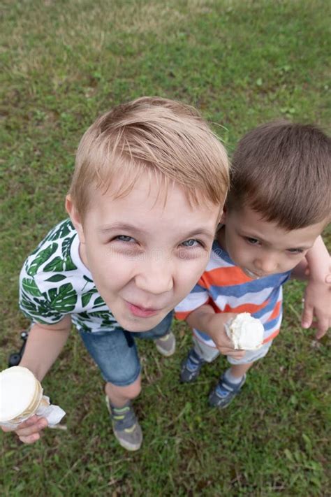 Funny Children Kids Little Boys Eating Ice Cream Stock Photo - Image of beautiful, little: 121000524