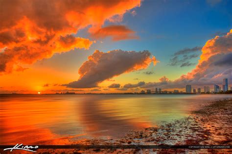 Miami Skyline Biscayne Bay Sunset | HDR Photography by Captain Kimo