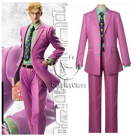 JoJo`s Bizarre Adventure Kira Yoshikage Pink Cosplay Costume - CosplayClass