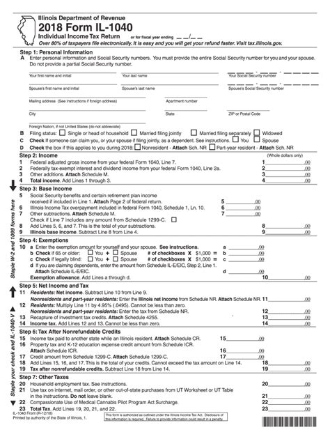 Illinois State Income Tax Form Printable - Printable Forms Free Online