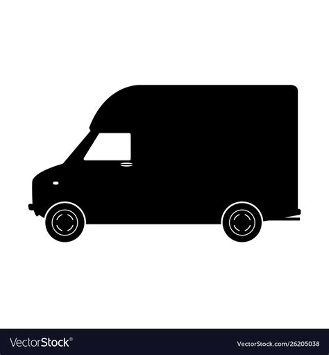 Cargo van black silhouette Royalty Free Vector Image