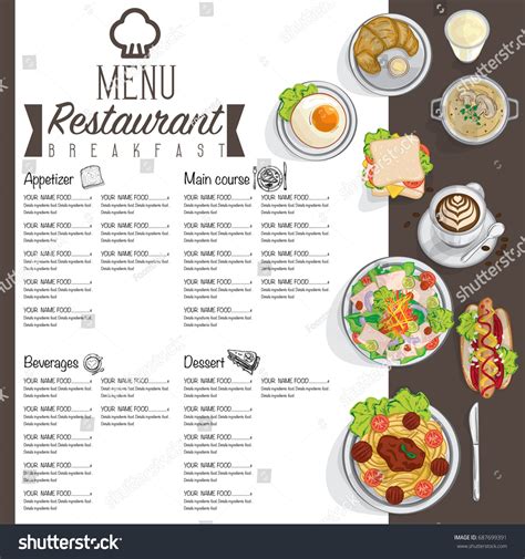 Menu Breakfast Food Restaurant Template Design Stock Vector (Royalty Free) 687699391 | Shutterstock