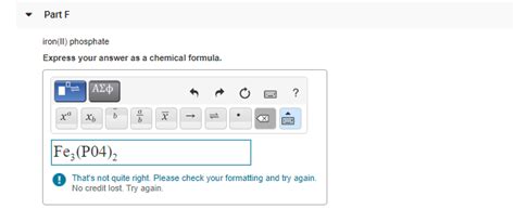 Solved Part F iron(II) phosphate Express your answer as a | Chegg.com