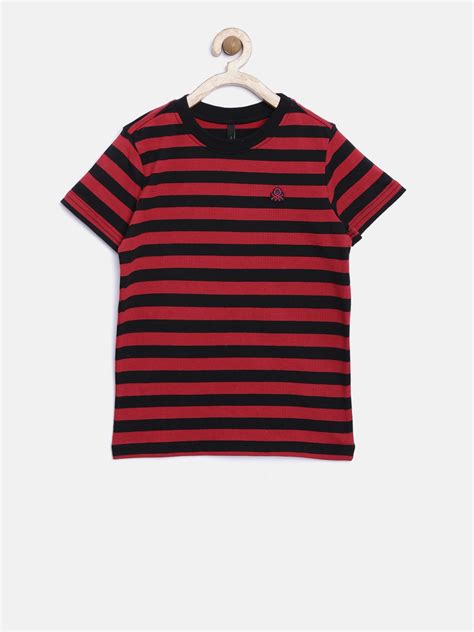 United Colors of Benetton Boys Red & Black Striped T-Shirt price Myntra ...