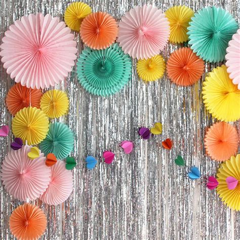 Wedding Party Paper Crafts 15 30cm DIY Hanging Tissue Paper Fans Flower Decorative for Wedding ...