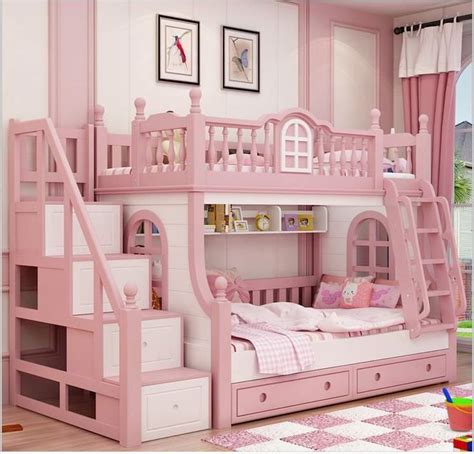 Made To Order Beautiful Pink Luxury Bunk Bed With Storage custom size by dazzlingdesignsuk on ...