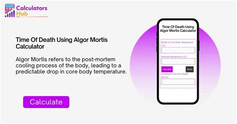 Time Of Death Using Algor Mortis Calculator Online