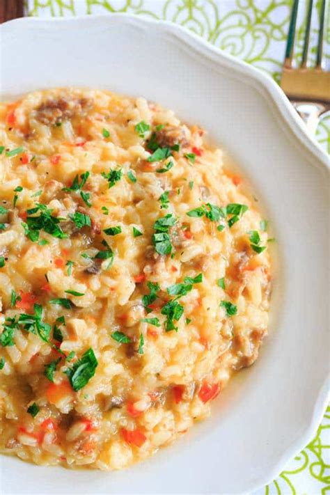 Sausage, Pepper and Mushroom Risotto | Brown Eyed Baker