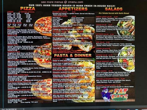 Fat Cats Pizza Menu - Funny Cats