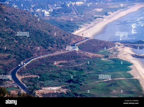 A scene of Sagar Nagar beach and Rushikonda beach from the Kailasagiri ...