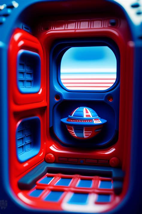 Lexica - Inside of a spaceship cockpit, claydoh, miniature, blue red white, window ...