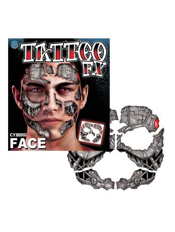 Cyborg Face Tattoo Accessory - Angels Fancy Dress