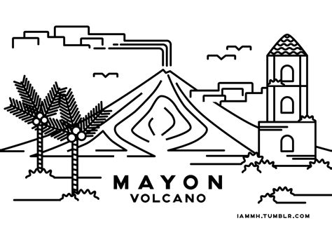 Mayon Volcano Drawing With Color